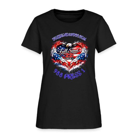 Women's T-shirt Heart Shaped Eagle with the suicide hotline number - black