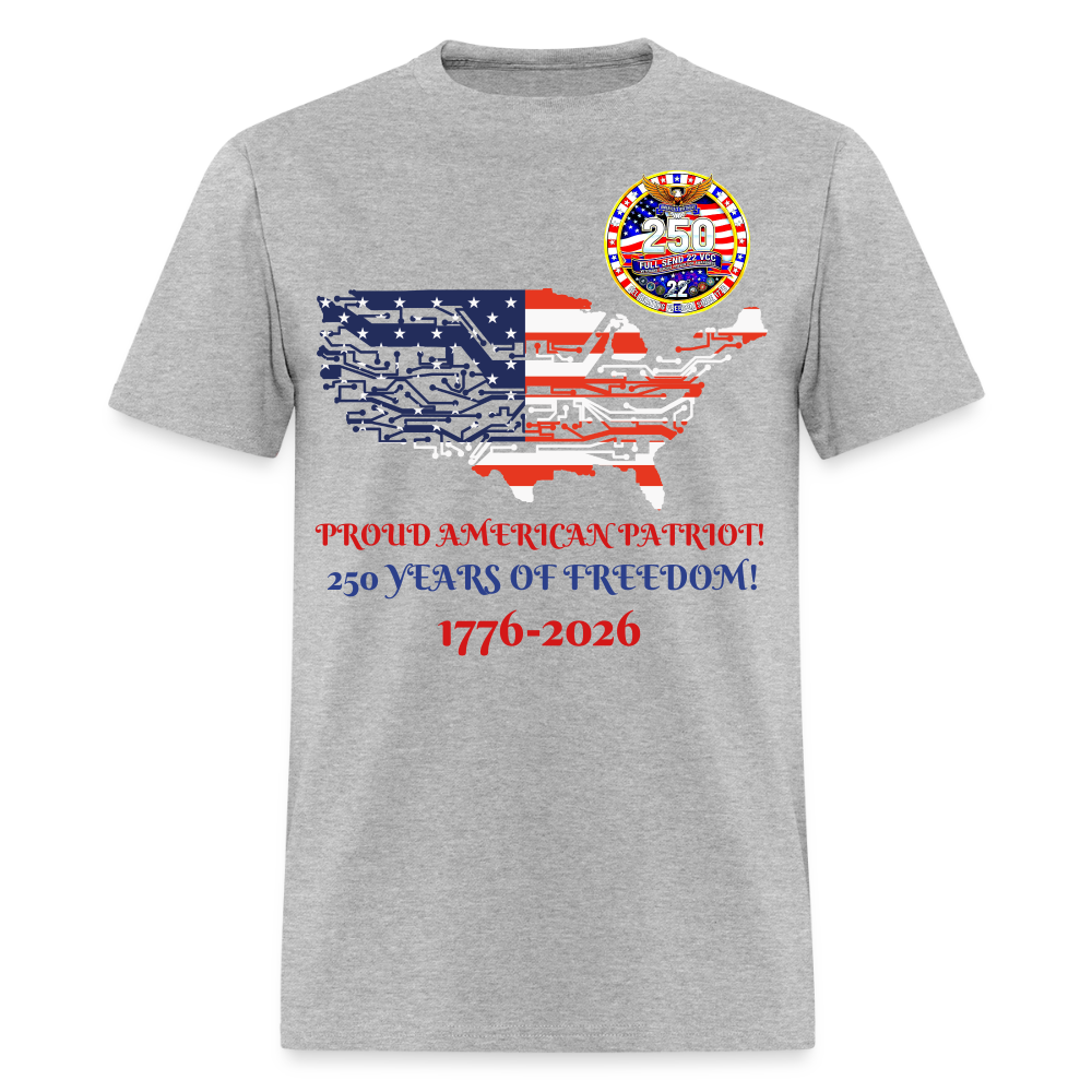 Men's T-Shirt | GILDAN 5000 Adult Stars & Stripes T-shirt AMERICA'S 250TH BIRTHDAY SHIRT - heather gray